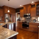 Kitchen Interior With Brown Cabinets