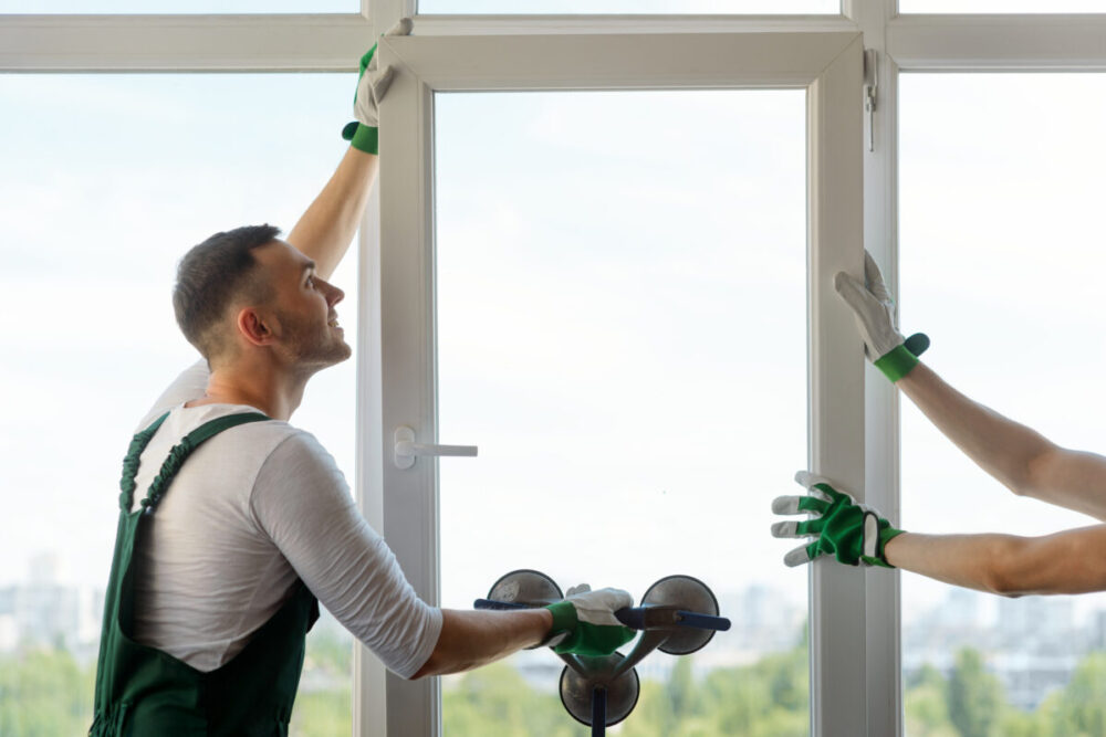 Two Workers Installing A Window