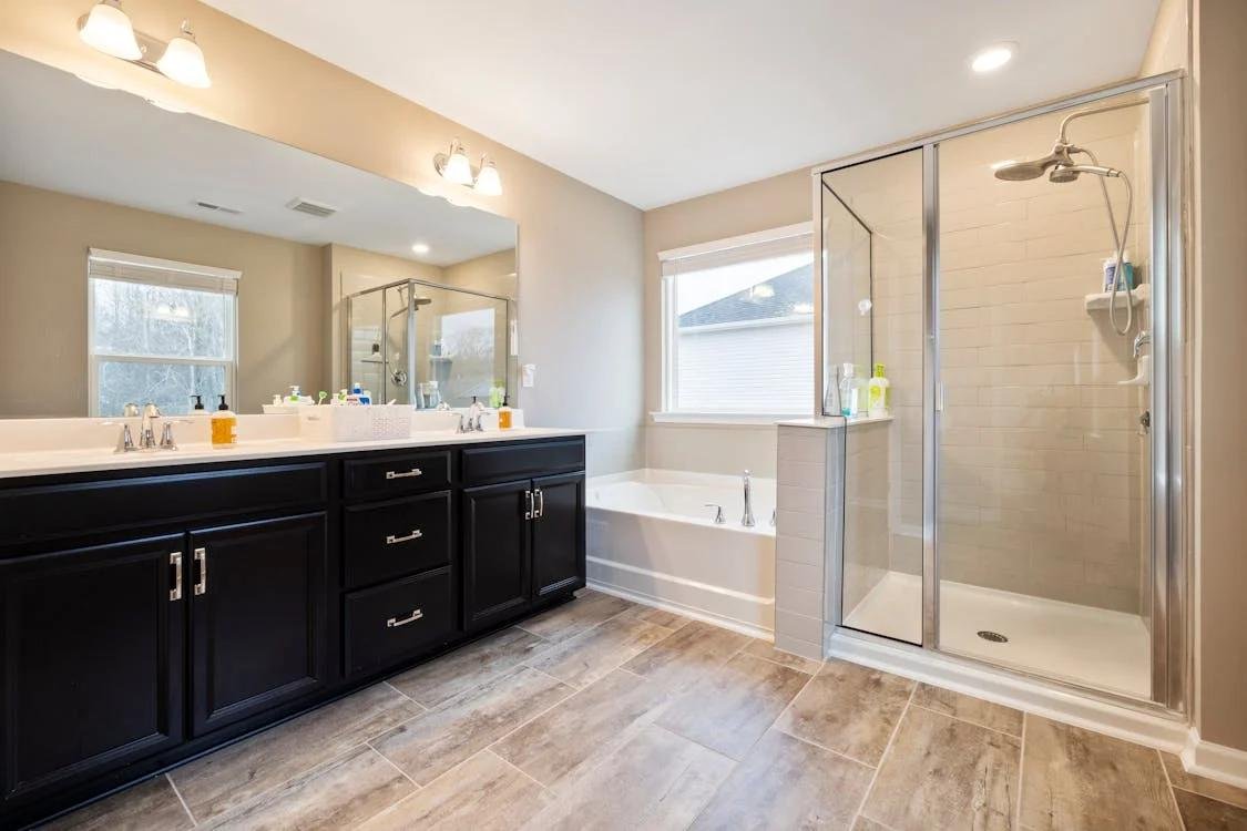 A classic bathroom vanity with cabinets
